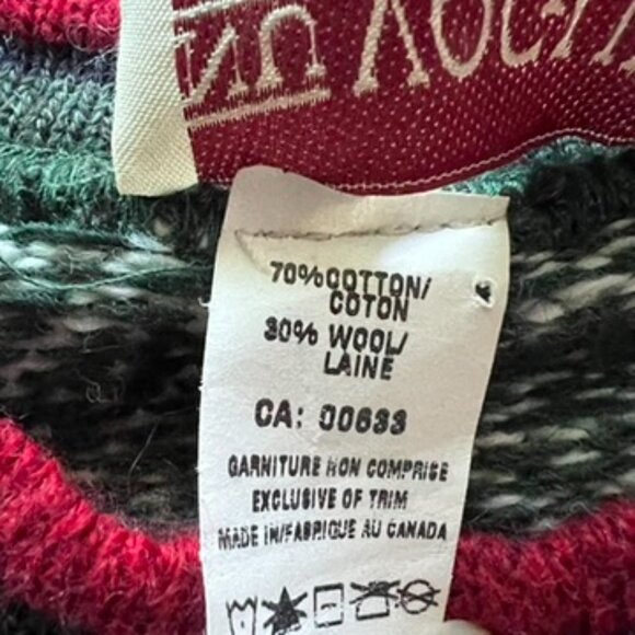 Vintage Knit Sweater Cotton Wool Made In Canada Men’s Medium Nu Vogue Christmas - Picture 3 of 5